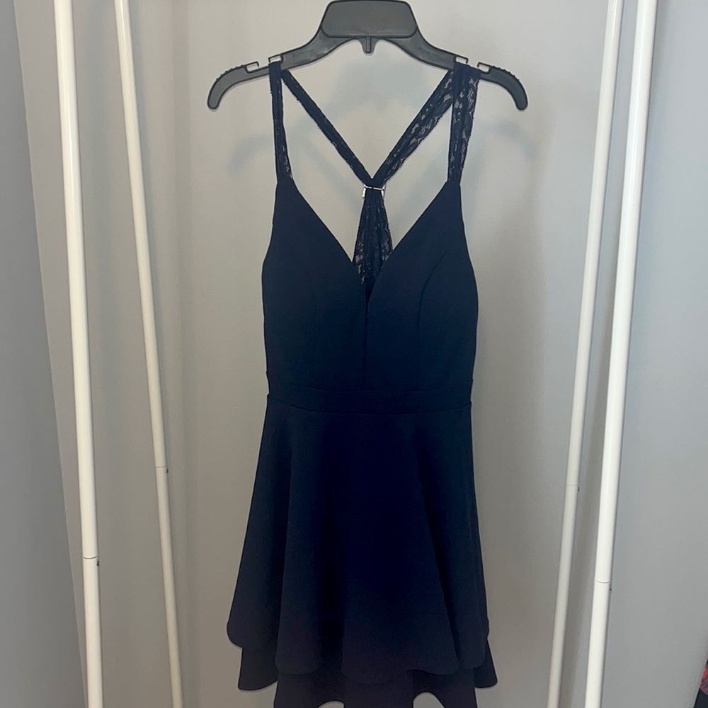 navy mini dress, worn once, perfect for a dance
